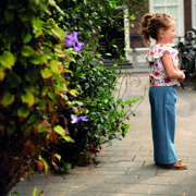 DOUBLE GAUZE DIGITAL FLOWERS WHITE / PINK (thumbnail) #5