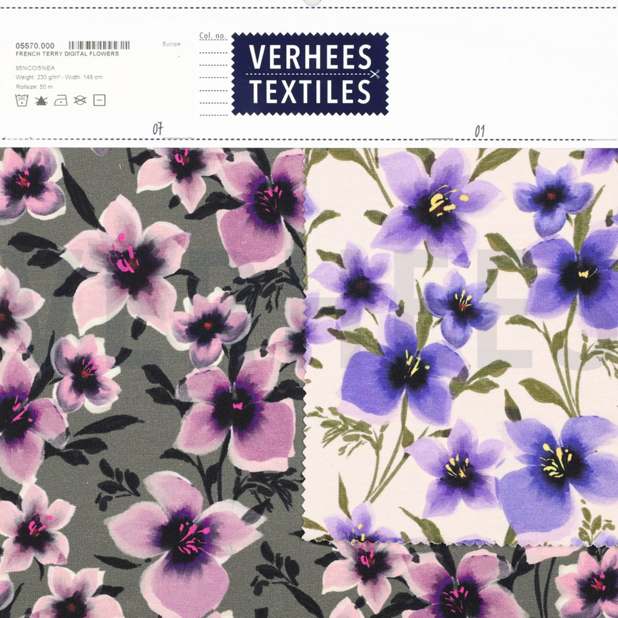FRENCH TERRY DIGITAL FLOWERS GREEN (high resolution) #5
