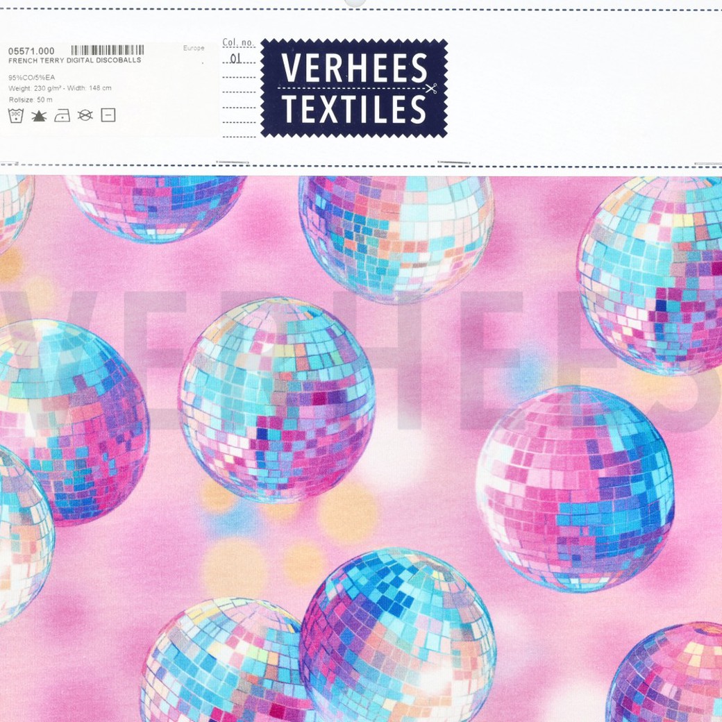 FRENCH TERRY DIGITAL DISCOBALLS LIGHT PINK #5