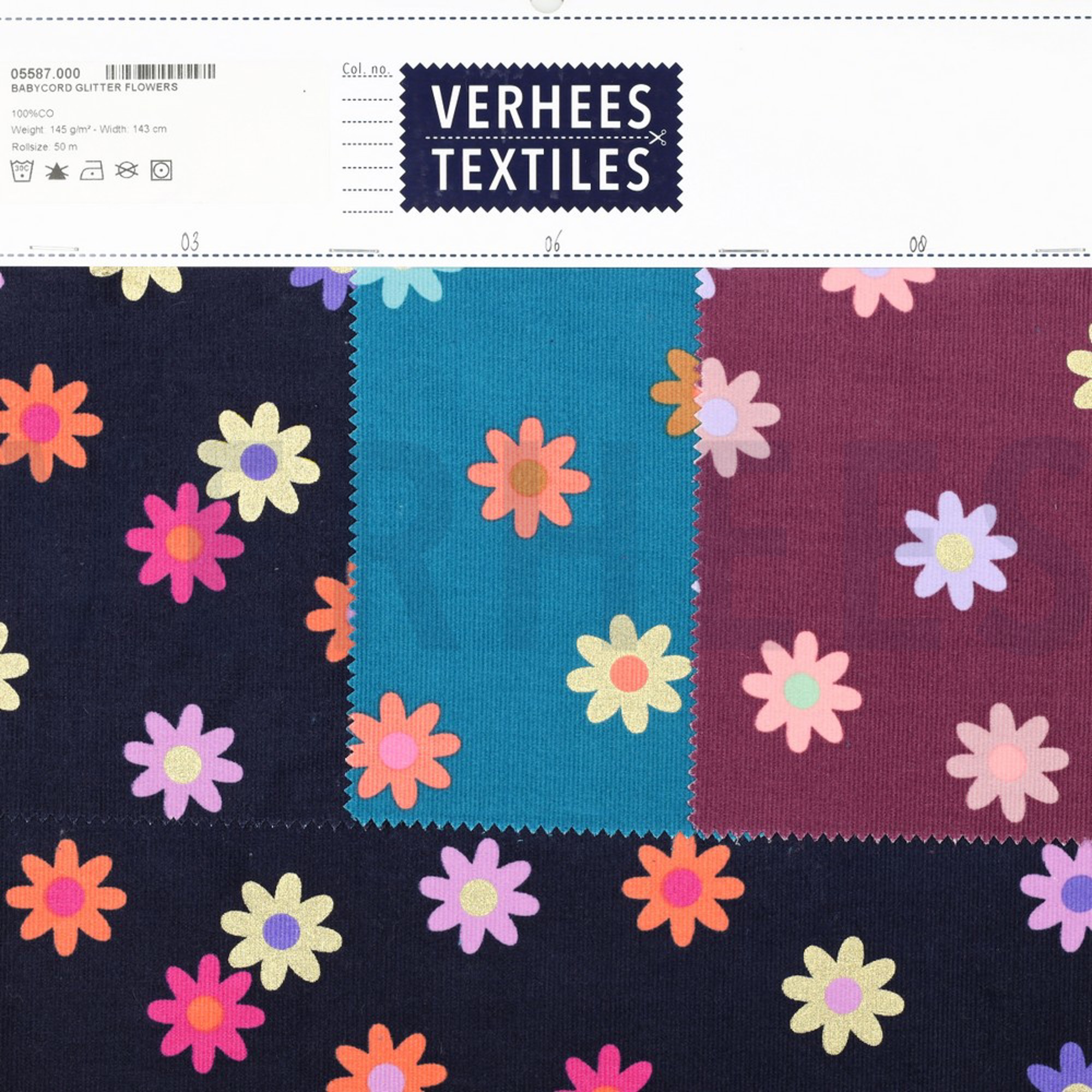 BABYCORD FOIL FLOWERS BORDEAUX (high resolution) #5