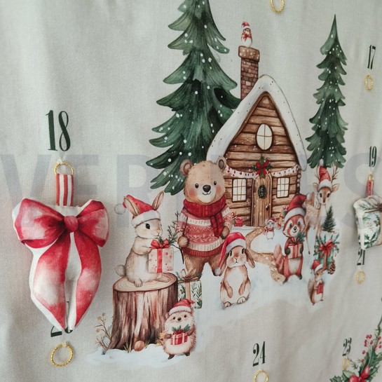CANVAS ADVENT CALENDAR PANEL LINEN LOOK #7