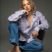 VISCOSE RADIANCE DIGITAL CHECKS PEACH (thumbnail) #5