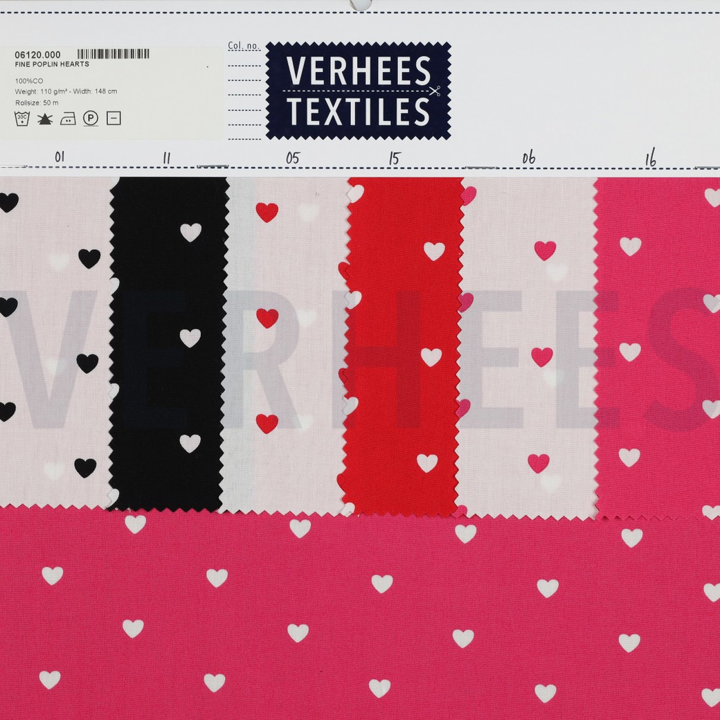 FINE POPLIN HEARTS DARK RED / WHITE #5