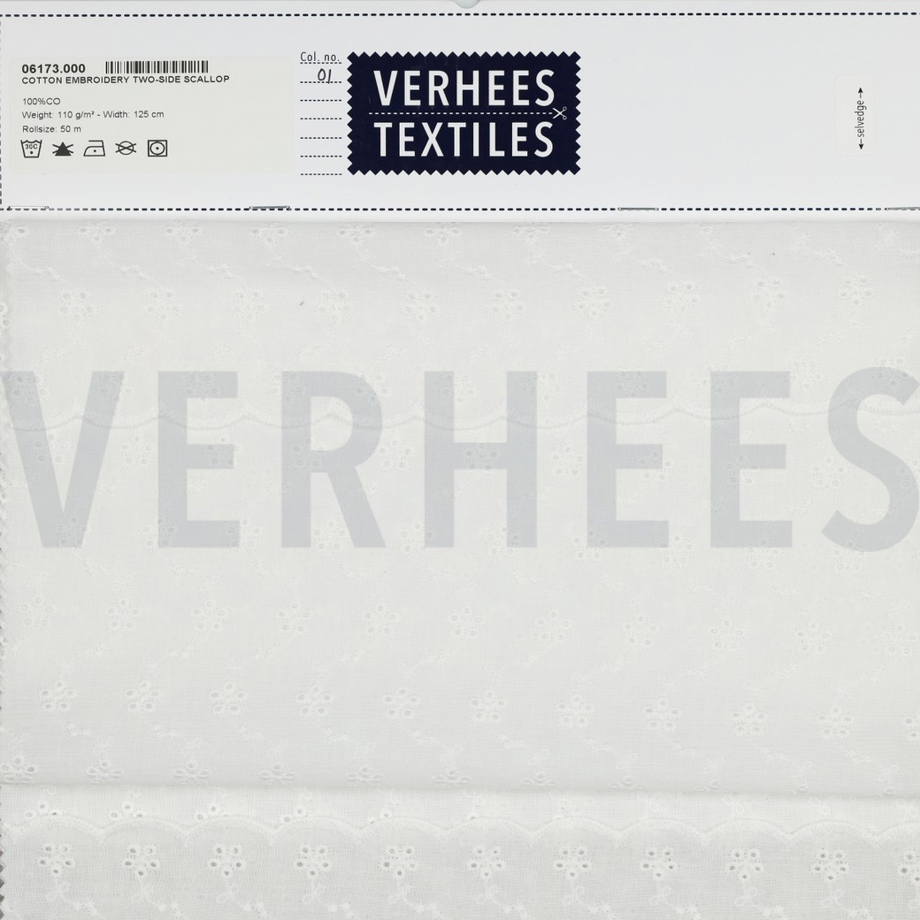 COTTON EMBROIDERY TWO-SIDE SCALLOP WHITE #5