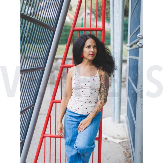 JERSEY GOTS NATURAL HEARTS NATURAL/ FUCHSIA #7