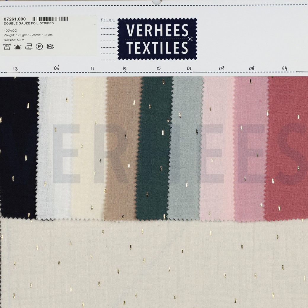 DOUBLE GAUZE FOIL STRIPES APRICOT/GOLD #5