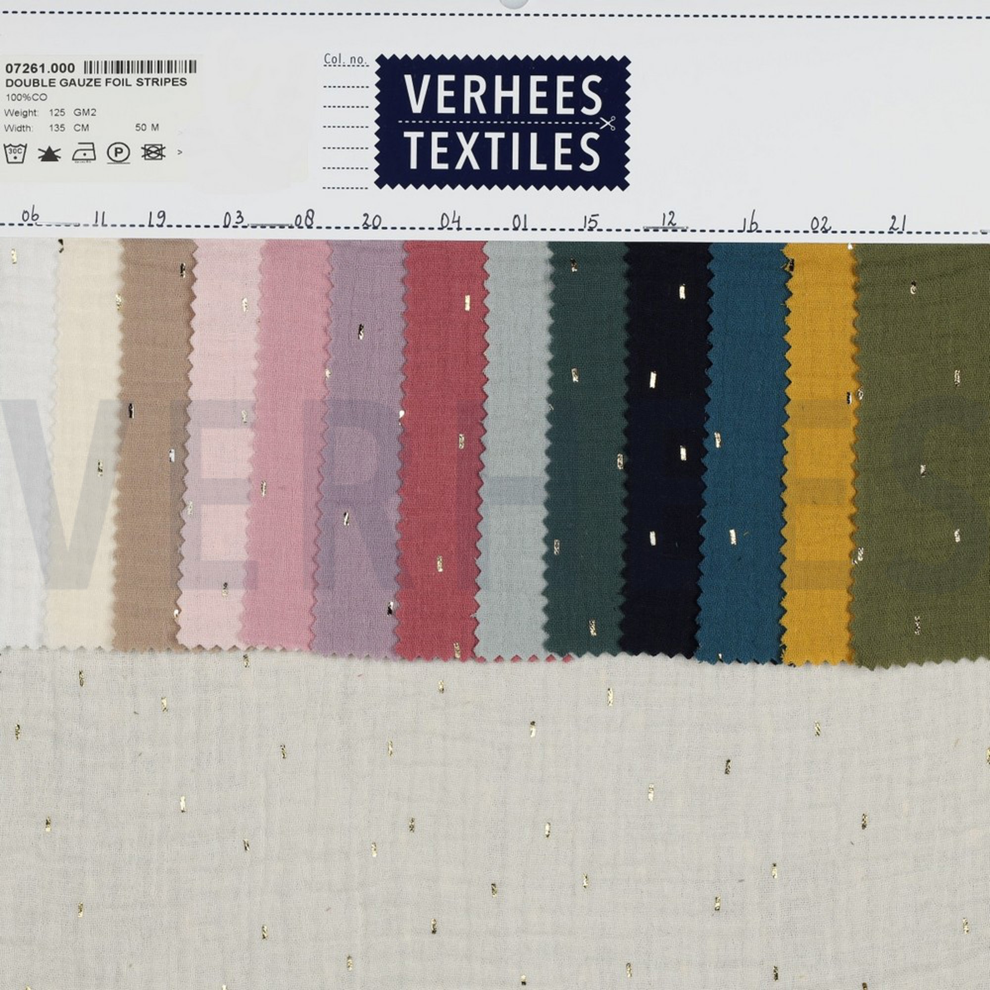 DOUBLE GAUZE FOIL STRIPES GREEN/GOLD (high resolution) #5