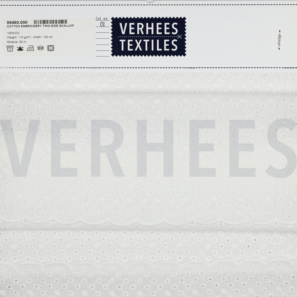 COTTON EMBROIDERY TWO-SIDE SCALLOP WHITE #5