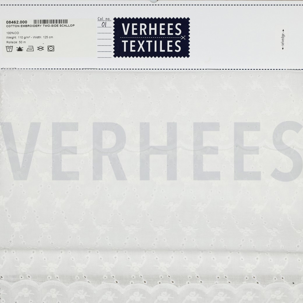 COTTON EMBROIDERY TWO-SIDE SCALLOP WHITE #5