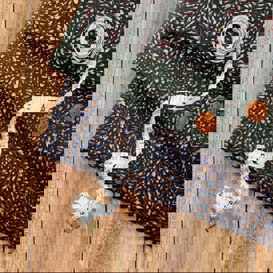 COTTON SATIN STRETCH LEAVES ARMY GREEN #7