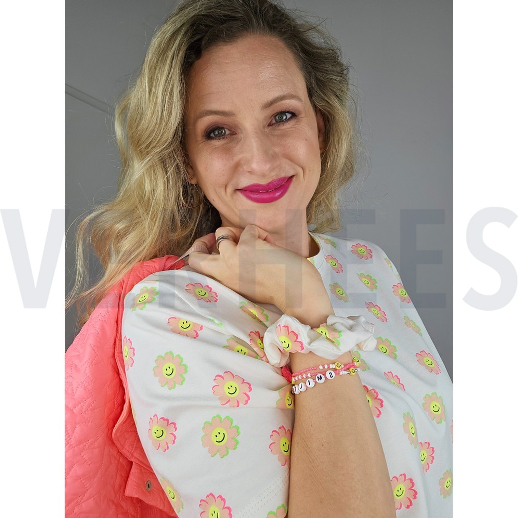 JERSEY NEON HAPPY FLOWERS WHITE #6