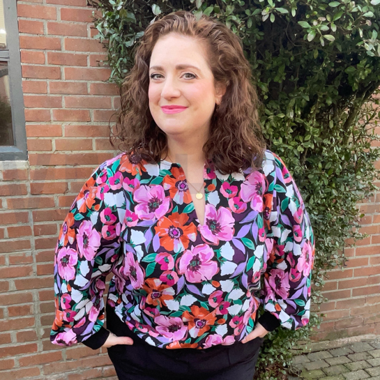 FRENCH TERRY DIGITAL FLOWERS BLACK #7