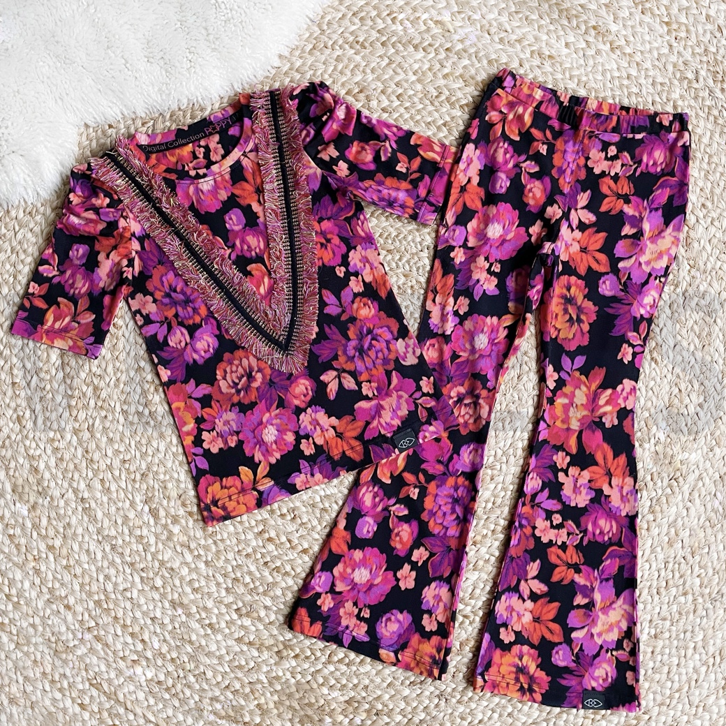 JERSEY DIGITAL FLOWERS BLACK #6