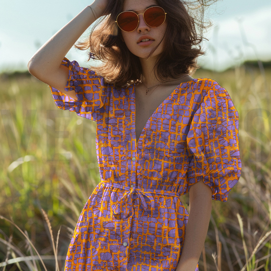 BATIK COTON FAIT MAIN VIOLET #7