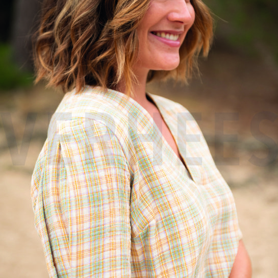 DOUBLE GAZE DE COTON CARREAUX TEINT FIL MULTICOLORE #7