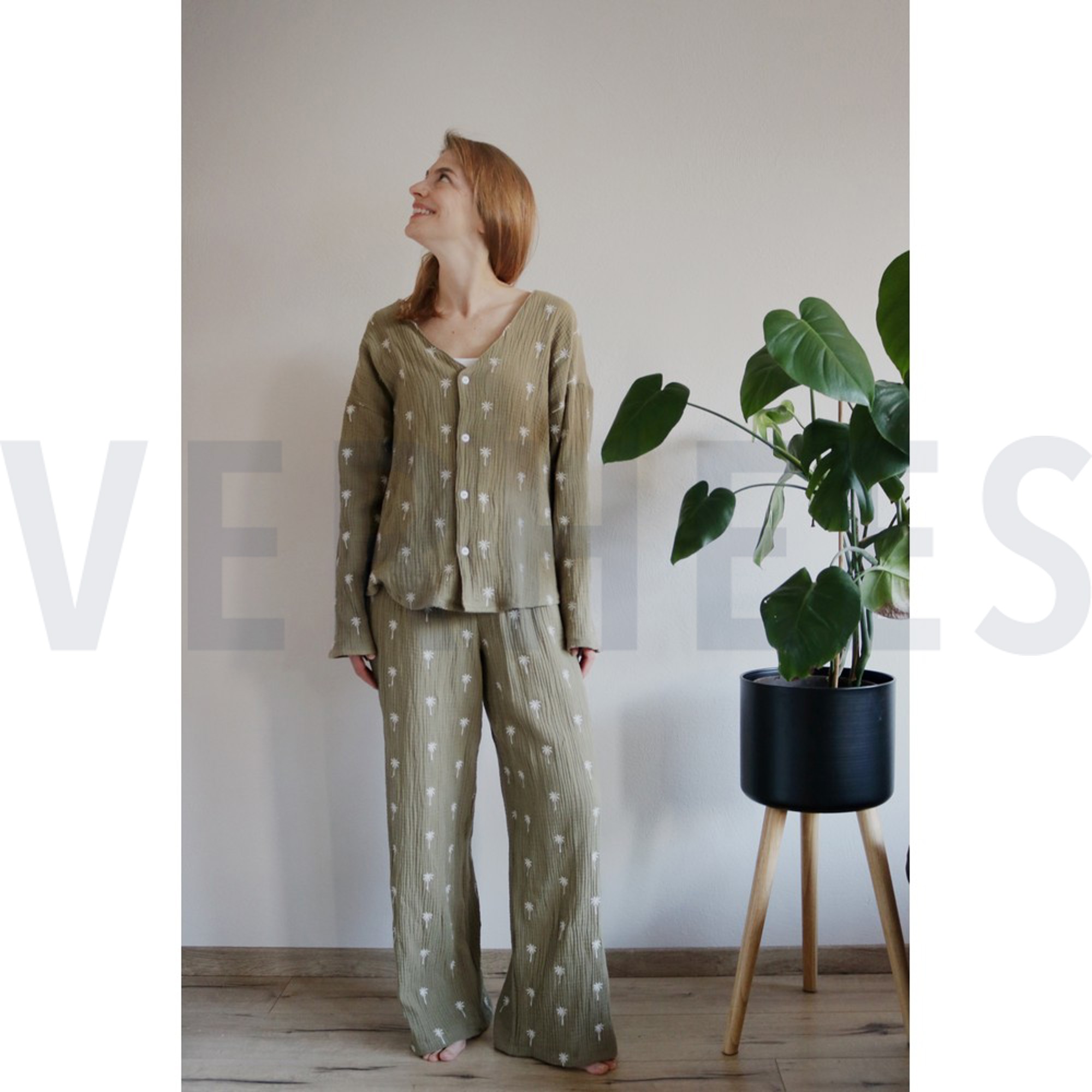 DOUBLE GAUZE EMBROIDERY PALM TREES NATURAL WASHED (high resolution) #6