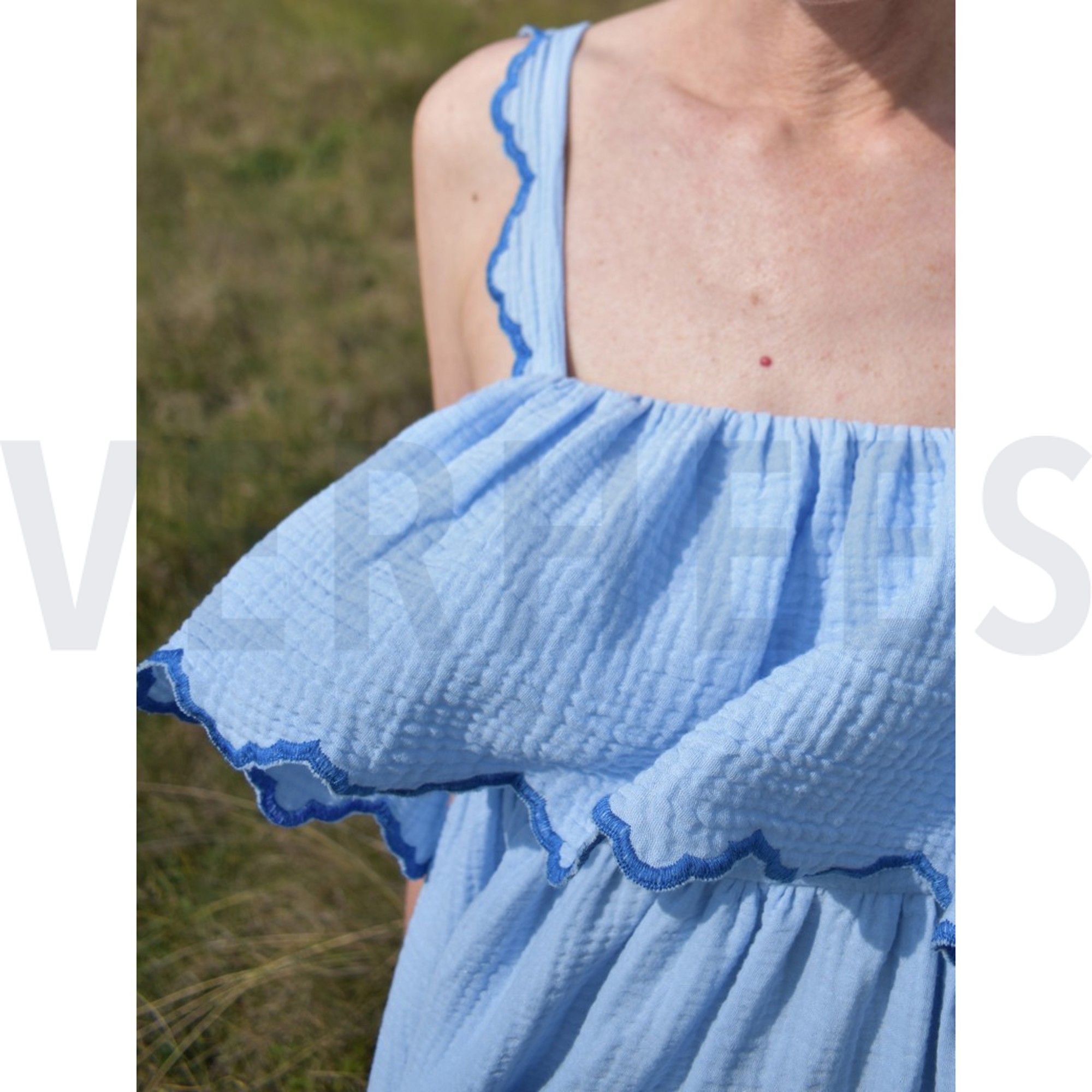 DOUBLE GAUZE TWO-SIDE SCALLOP LIGHT BLUE (high resolution) #6