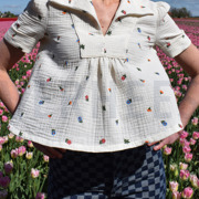DOUBLE GAUZE EMBROIDERY FLOWERS NATURAL WASHED (thumbnail) #6