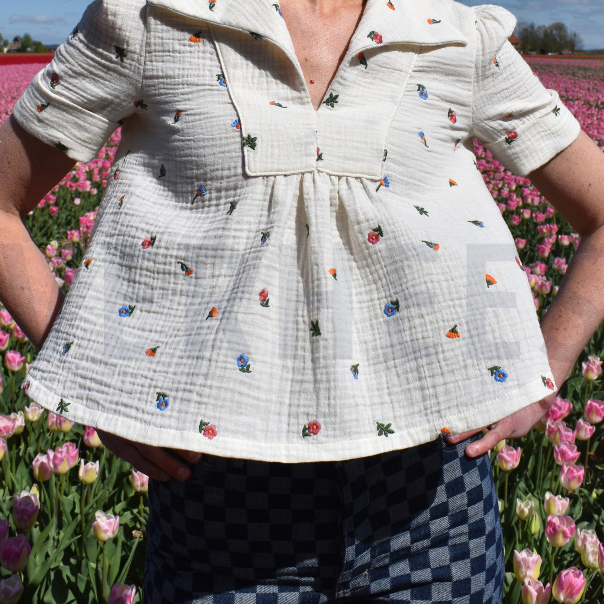 DOUBLE GAUZE EMBROIDERY FLOWERS NATURAL WASHED (high resolution) #6