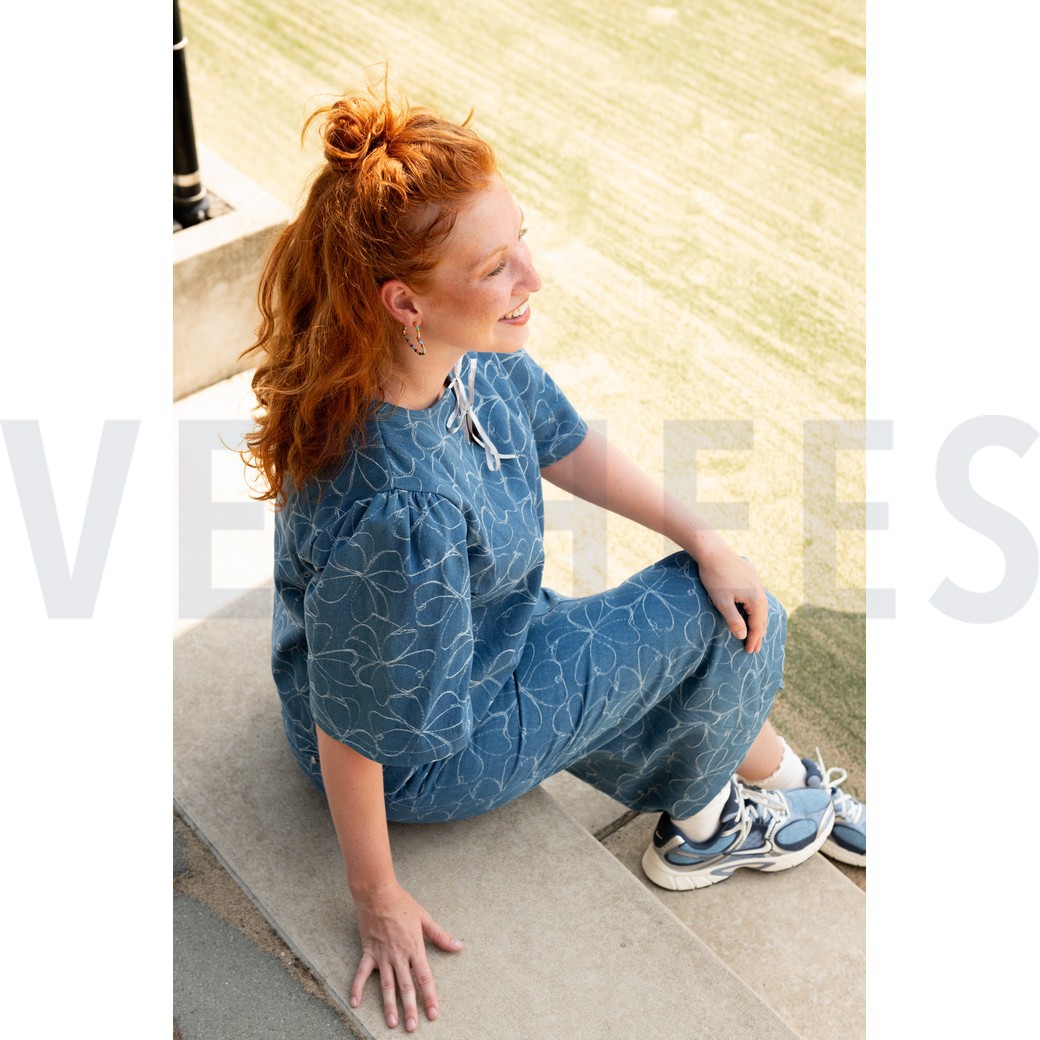 DENIM JACQUARD FLOWERS INDIGO #6