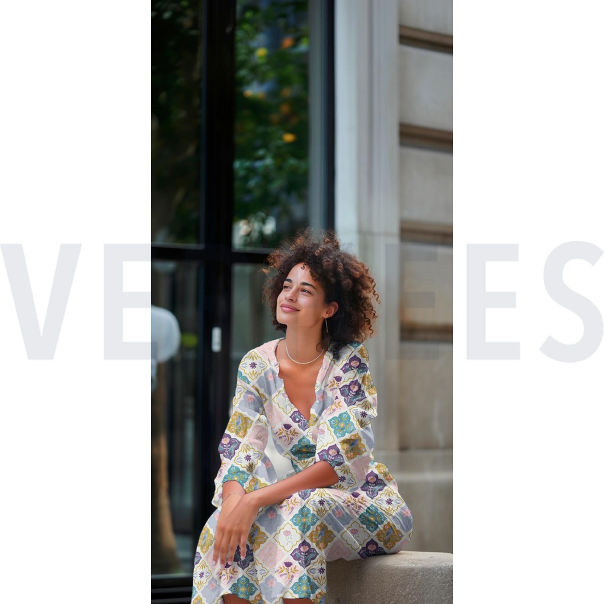 FINE POPLIN DIGITAL BIRDS & FLOWERS WHITE (high resolution) #6
