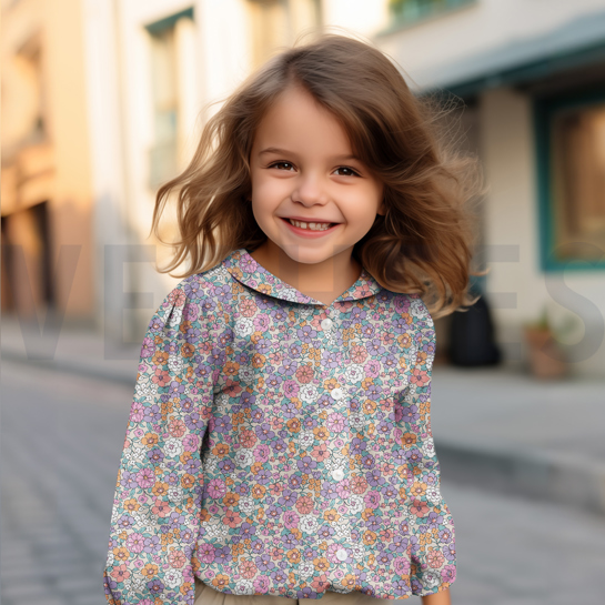 BAUMWOLLE POPELINE GOTS BLUMEN MARINEBLAU #7