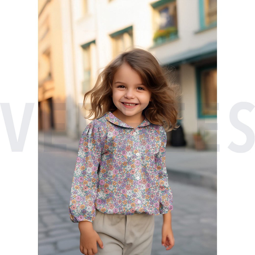 FINE POPLIN GOTS FLOWERS NAVY #6