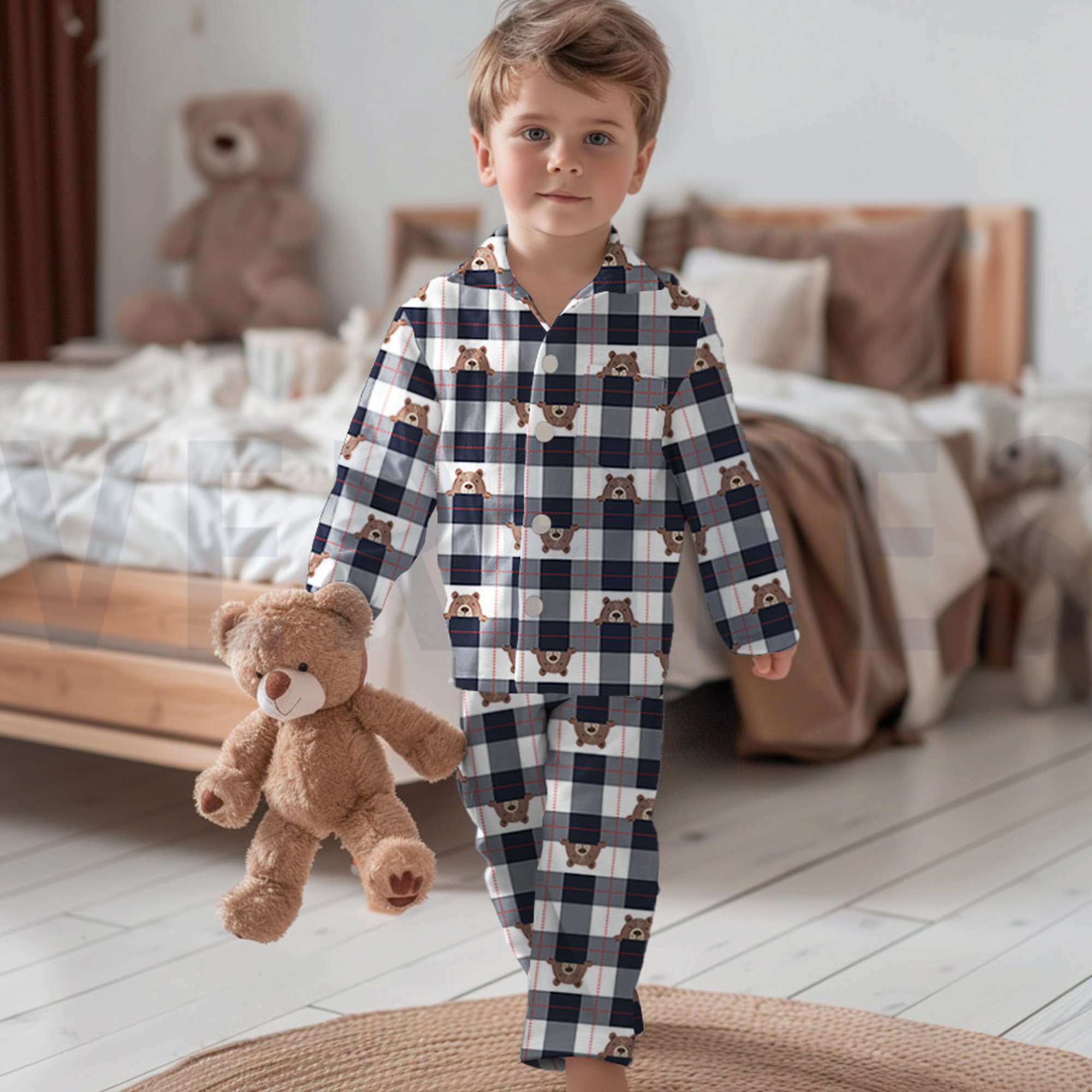 FLANNEL BEAR CHECK NAVY (high resolution) #6