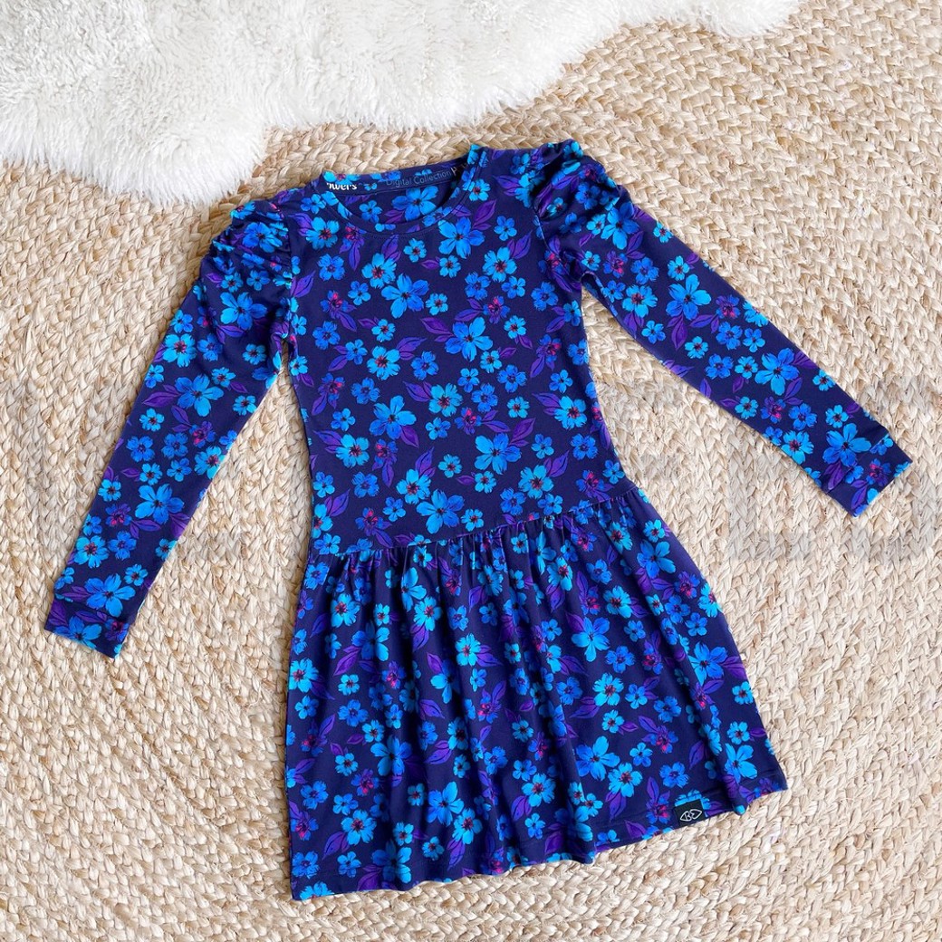JERSEY DIGITAL FLOWERS BLUE / PURPLE #6