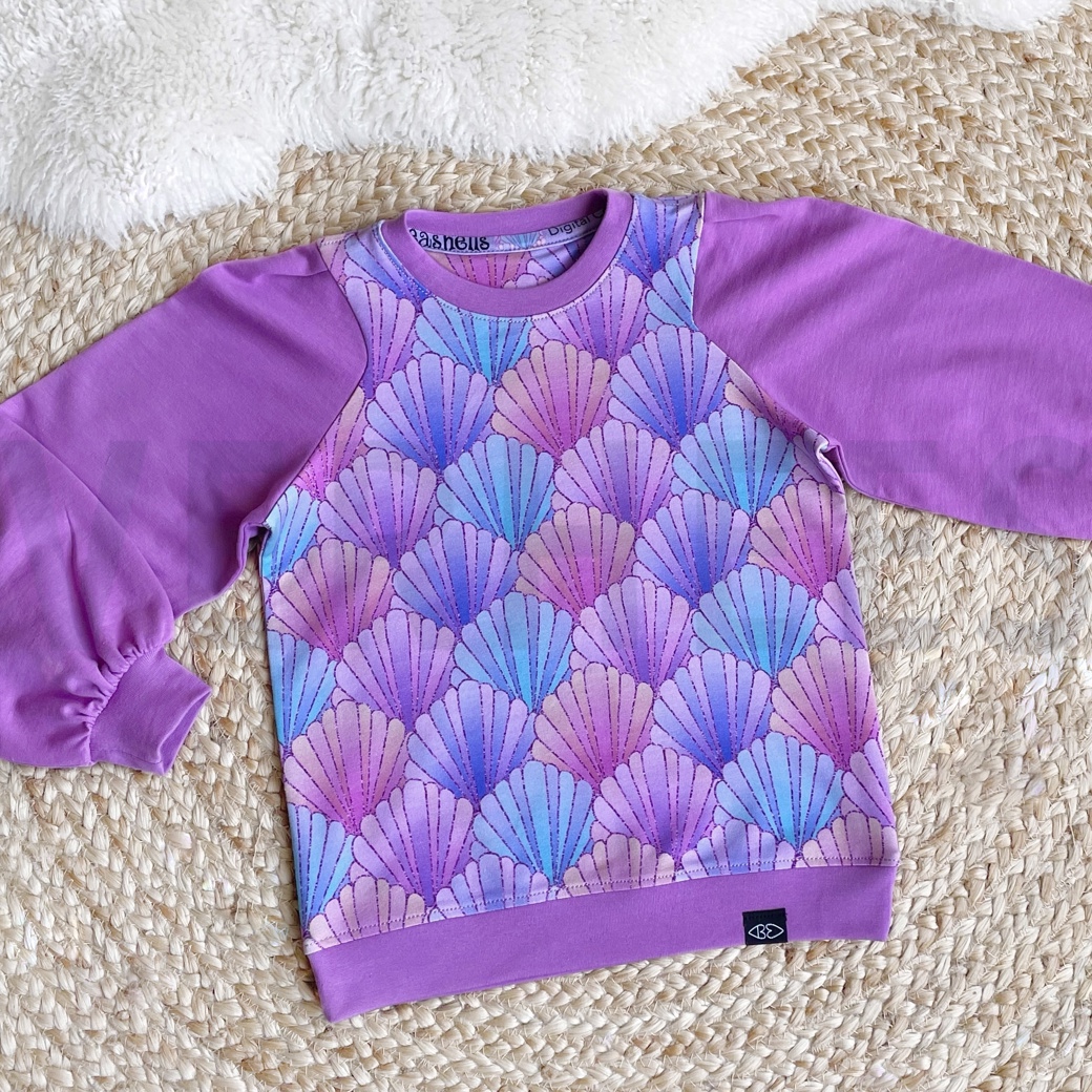 FRENCH TERRY DIGITAL SEASHELLS PURPLE #6