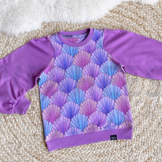 FRENCH TERRY DIGITAL SEASHELLS PURPLE #7