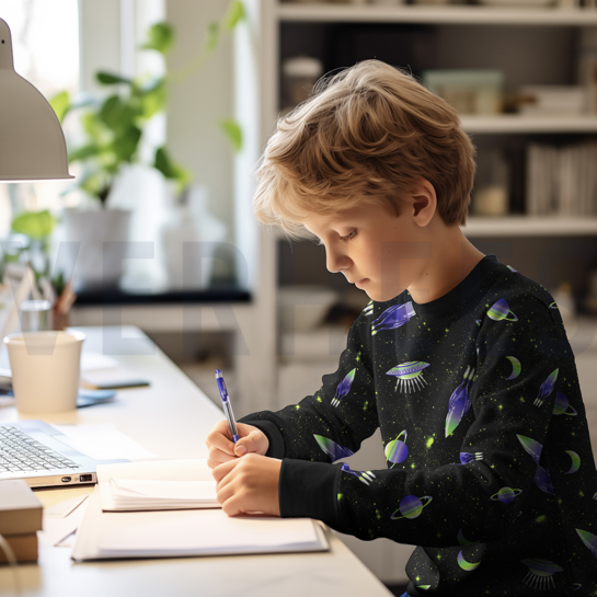 FRENCH TERRY DIGITAL WELTALL SCHWARZ #7