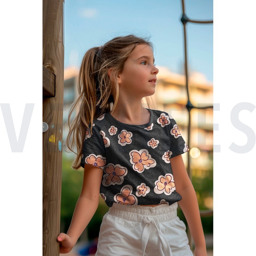 JERSEY MELANGE FLOWERS ECRU MELANGE #6