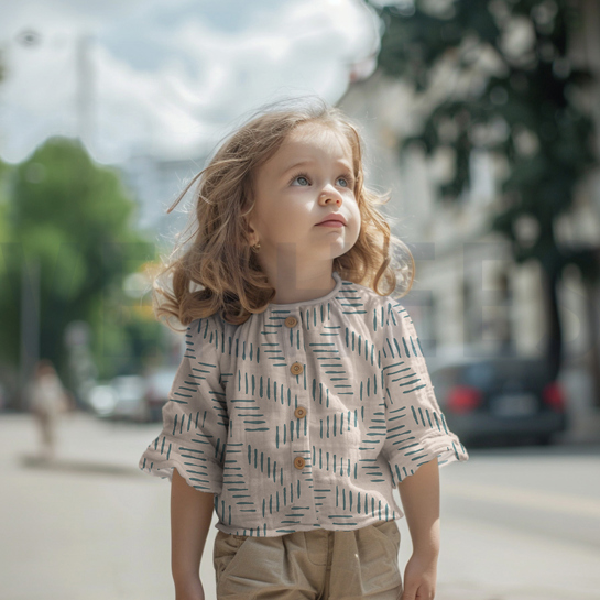 DOUBLE GAZE DE COTON ABSTRAIT VERT NIL #7