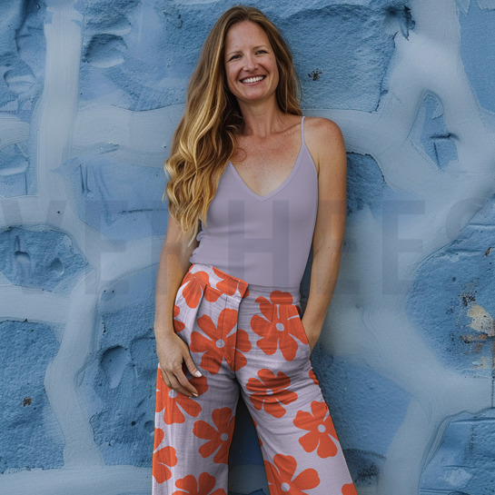 LINEN VISCOSE FLOWERS LIGHT PINK #7