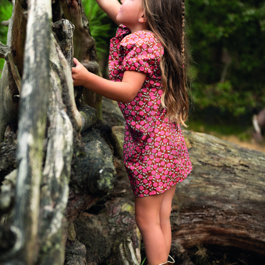 KATOENEN POPLIN BLOEMEN & RUITEN KARAMEL #7