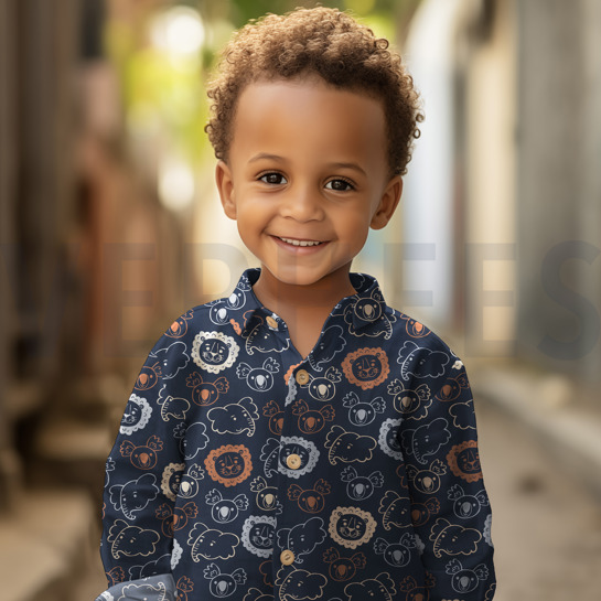 KATOENEN POPLIN SAFARI DIEREN ECRU #7