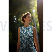 VISCOSE POPLIN STRETCH DIGITAL FLOWERS PETROL (thumbnail) #6