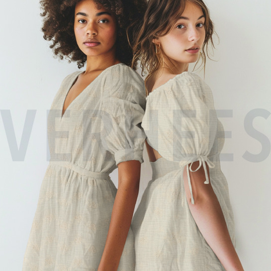 DOUBLE GAUZE EMBROIDERY FLOWERS NATURAL #7