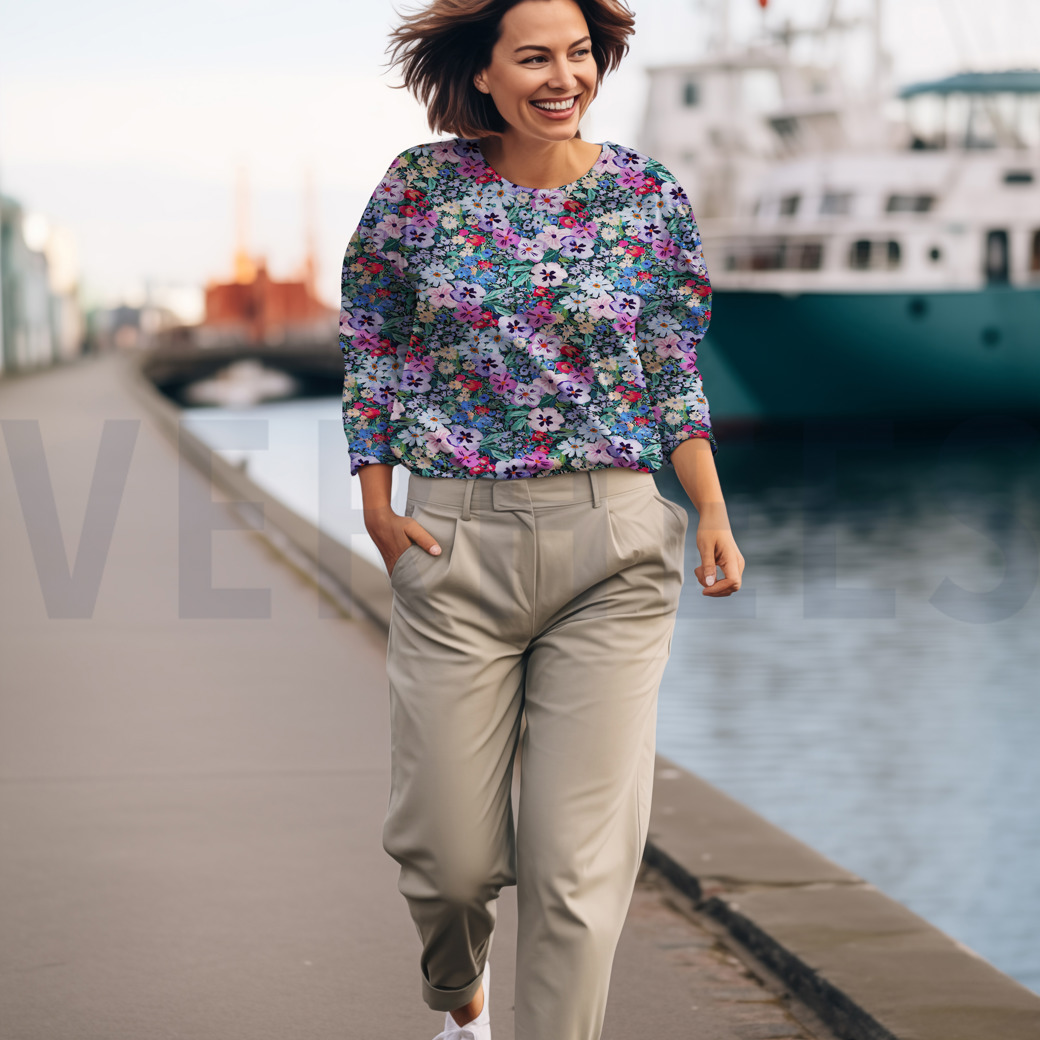 VISCOSE JERSEY DIGITAL FLOWERS NAVY #6