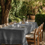 COTTON CHECKS ONE-SIDE BORDER ONE-SIDE SCALLOP BLACK / WHITE (thumbnail) #6