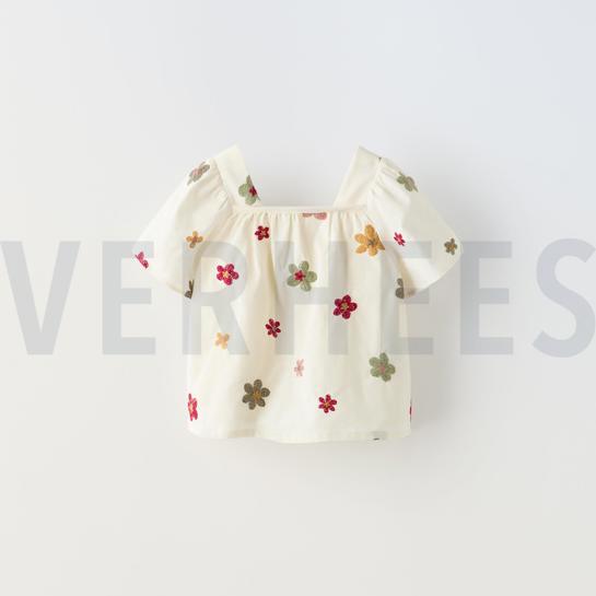 KATOEN VOILE EMBROIDERY BLOEMEN ZAND #7