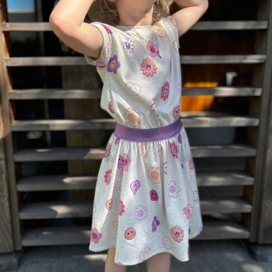 JERSEY MELANGE GLITZER SMILEYS ECRU #7