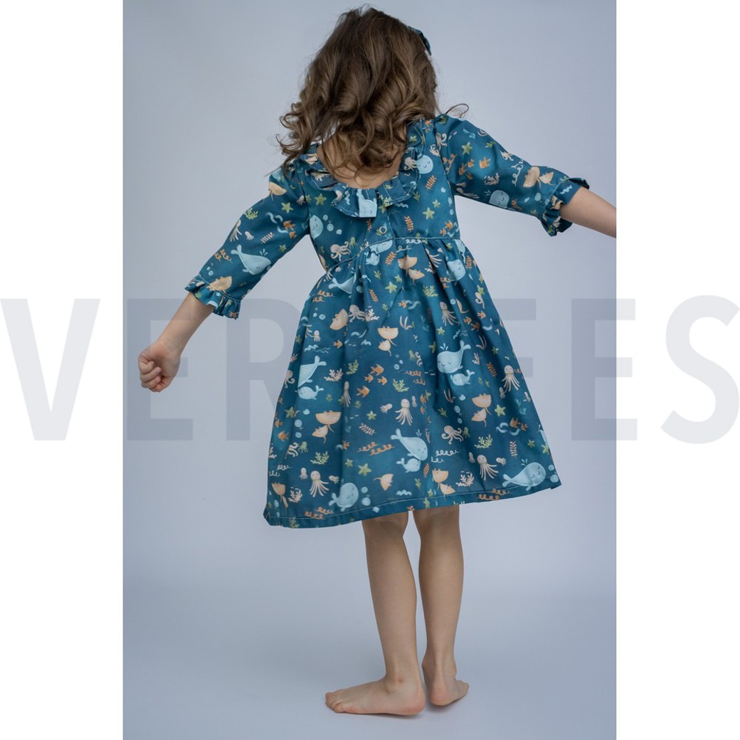 FINE POPLIN DIGITAL WHALES PETROL #6