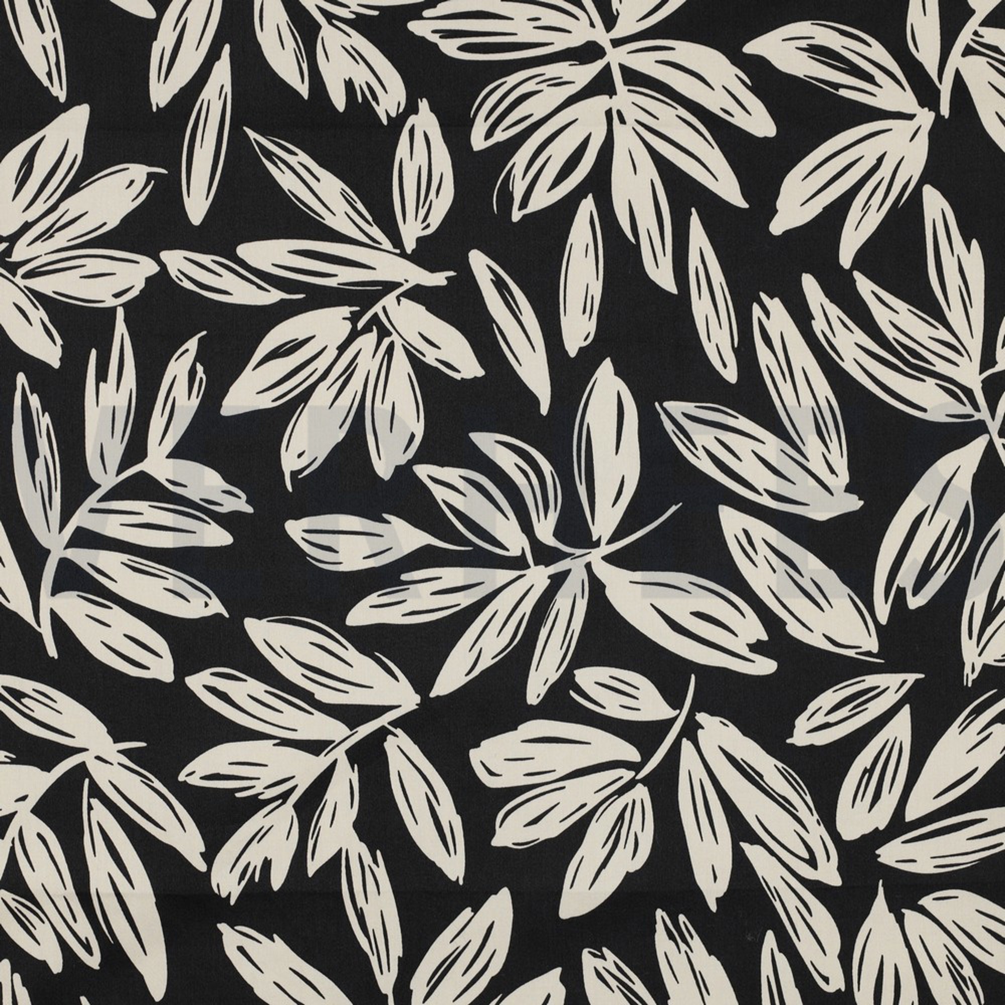 COTTON SATIN LEAVES BLACK (high resolution) #6
