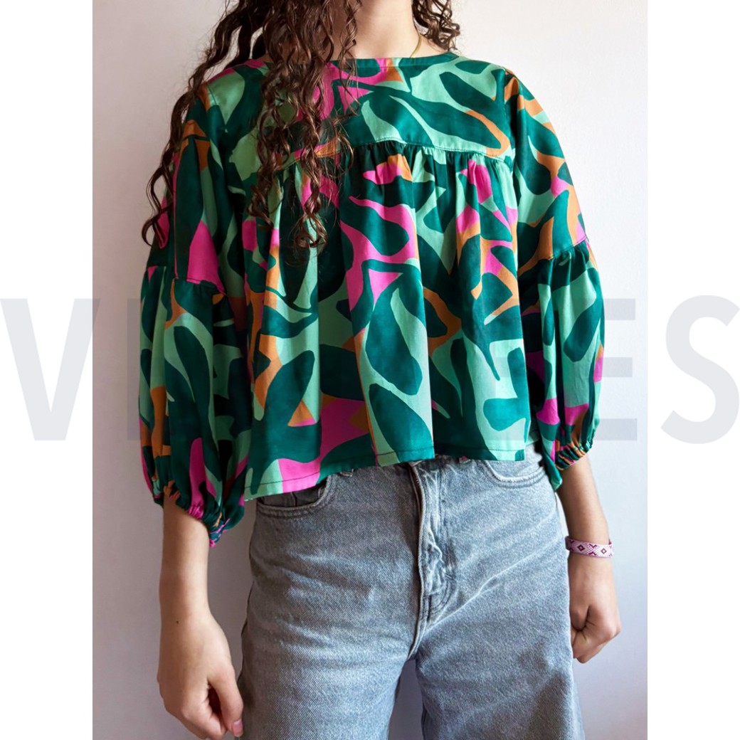 COTTON SATIN DIGITAL LEAVES GREEN #6