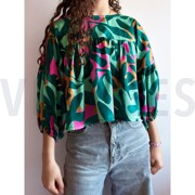 COTTON SATIN DIGITAL LEAVES GREEN (thumbnail) #6