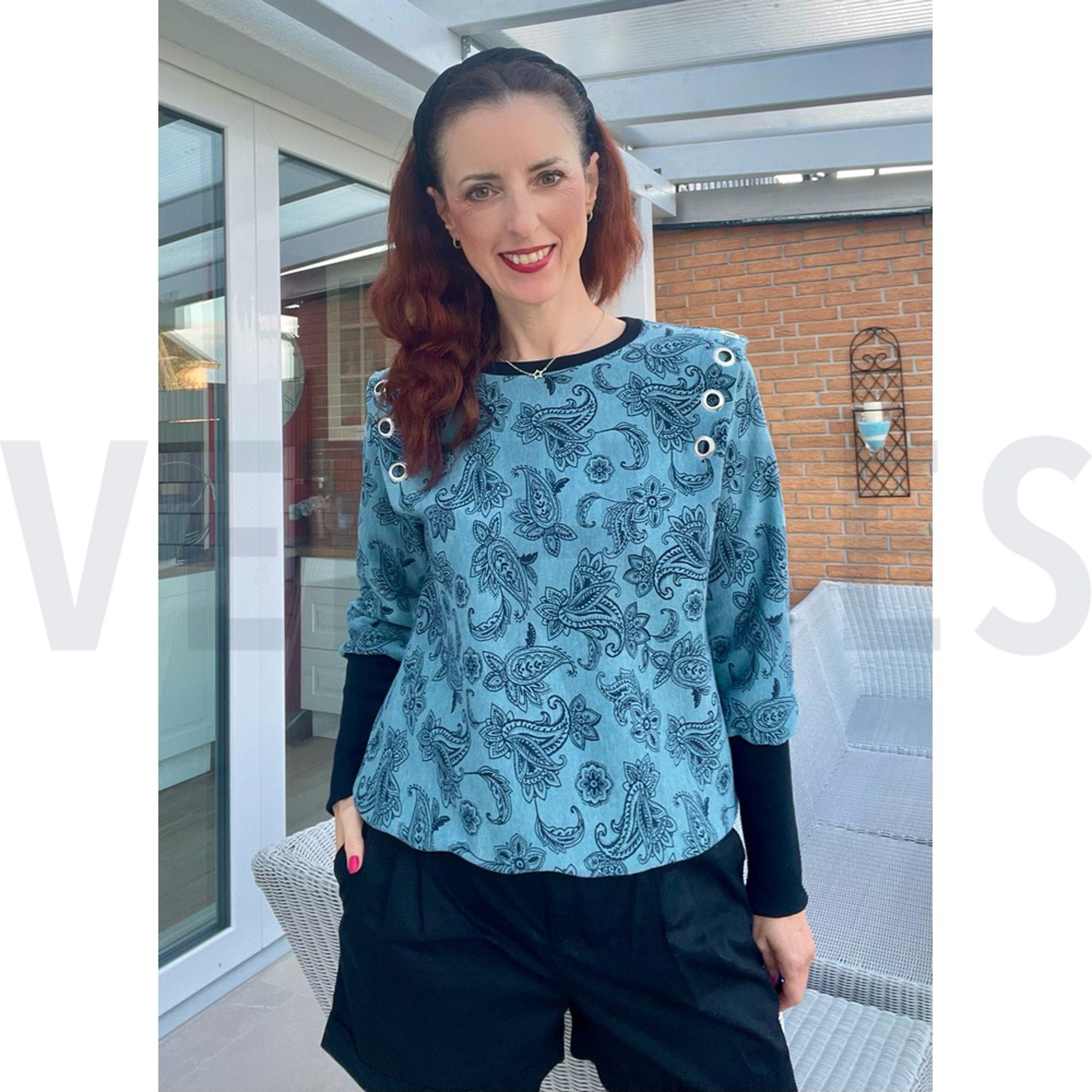 SWEAT MELANGE PAISLEY SMOKE BLUE MELANGE (high resolution) #6