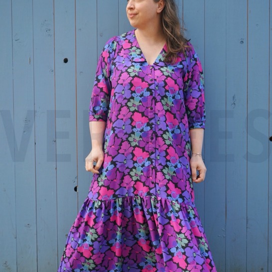 VISCOSE RADIANCE DIGITAL ABSTRACT FLOWERS BLACK #7