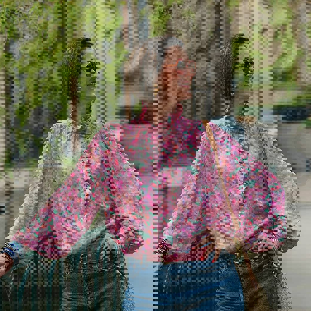 VISCOSE SATIN DIGITAL ABSTRACT PINK #6